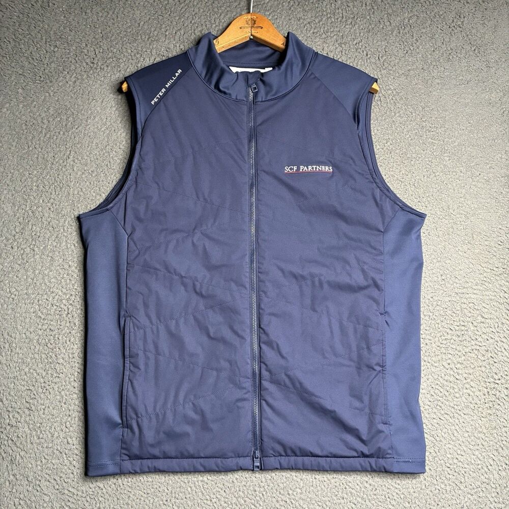 Peter Millar Fuse Elite Hybrid Vest M Navy Blue Golf Crown